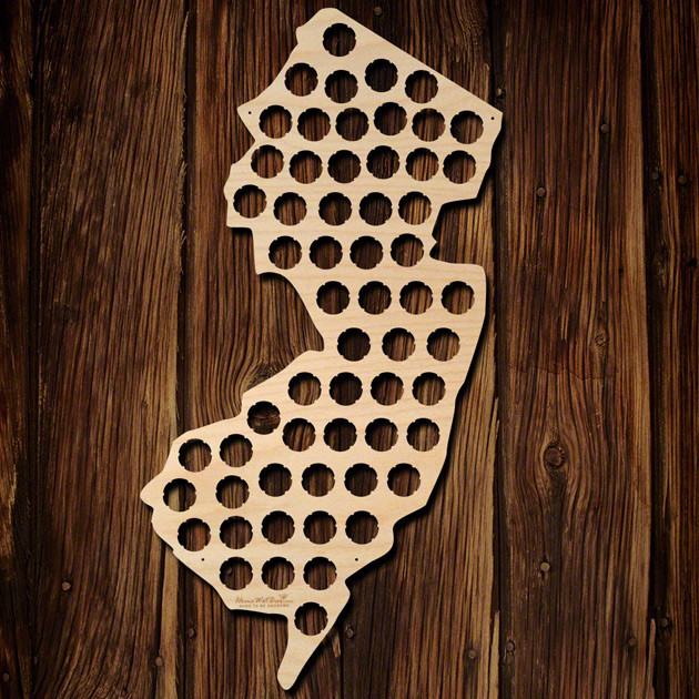 Home Wet Bar - Beer Cap Map of New Jersey