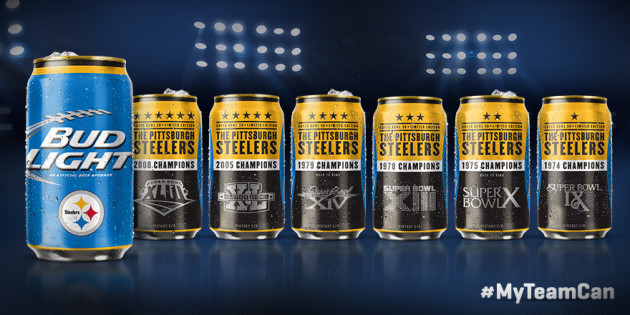 Bud Light Steelers Super Bowl Cans