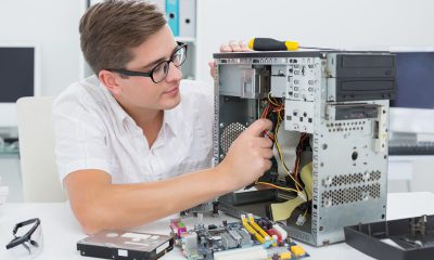 Man putting together a gaming computer
