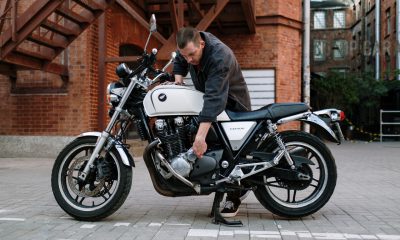 Guy working on a motorcycle