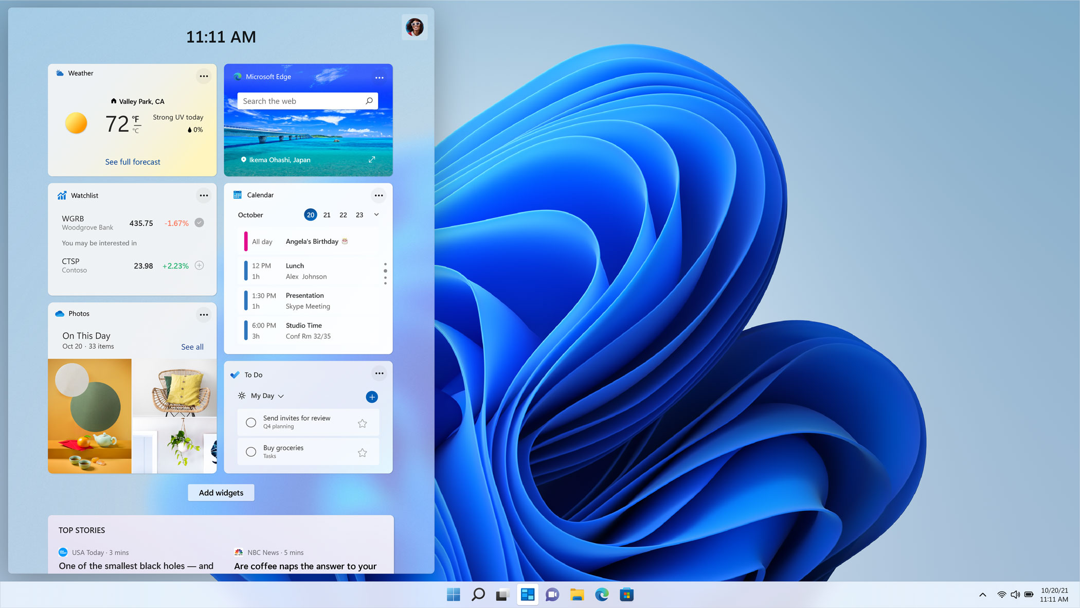 Windows 11 - Widgets Screen