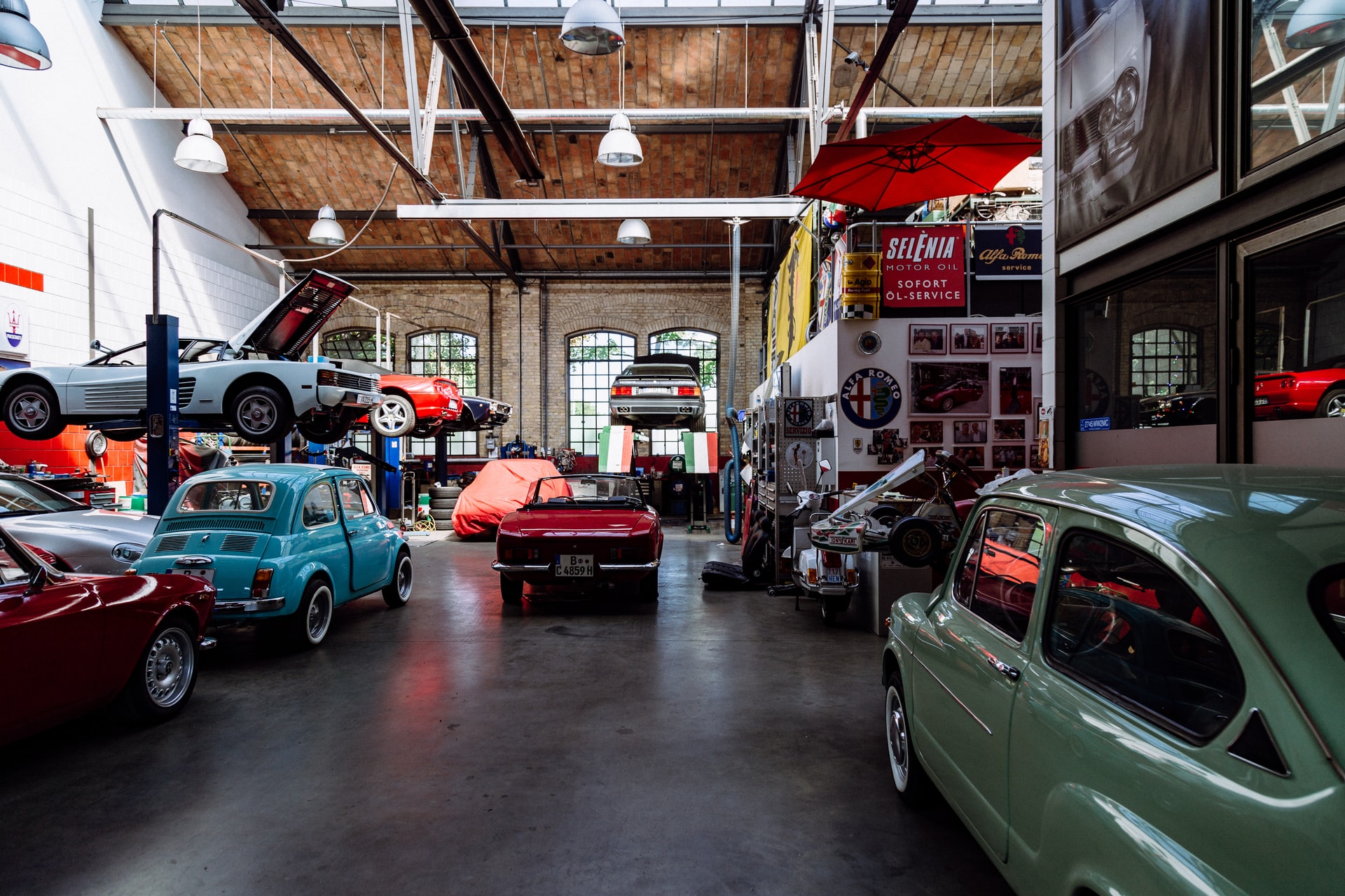 Cars in garage