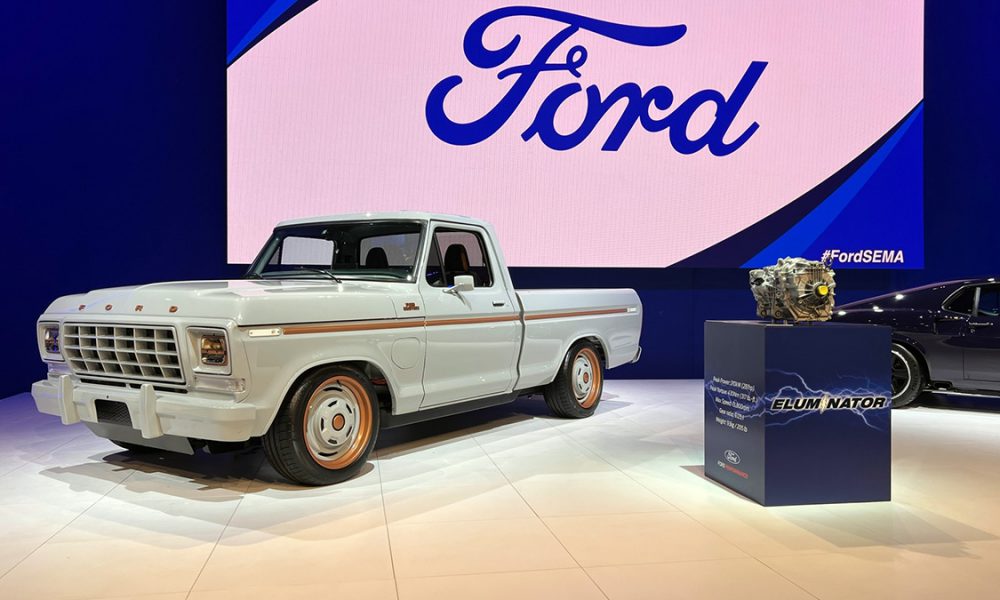 All-electric Ford F-100 Eluminator concept truck at SEMA