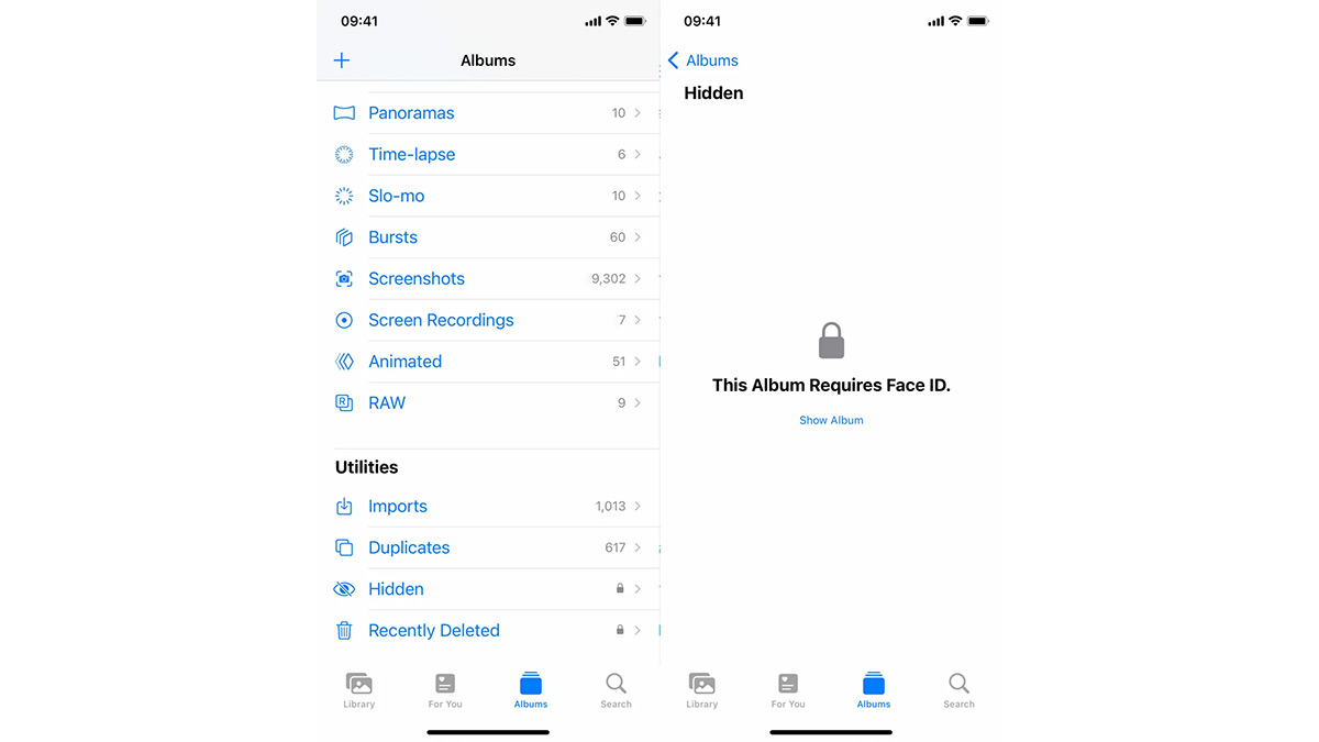 Apple iOS 16 - Hidden Album Requires Password