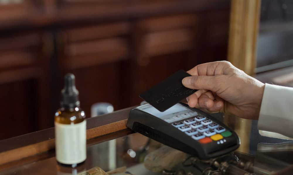 Person paying with a credit card