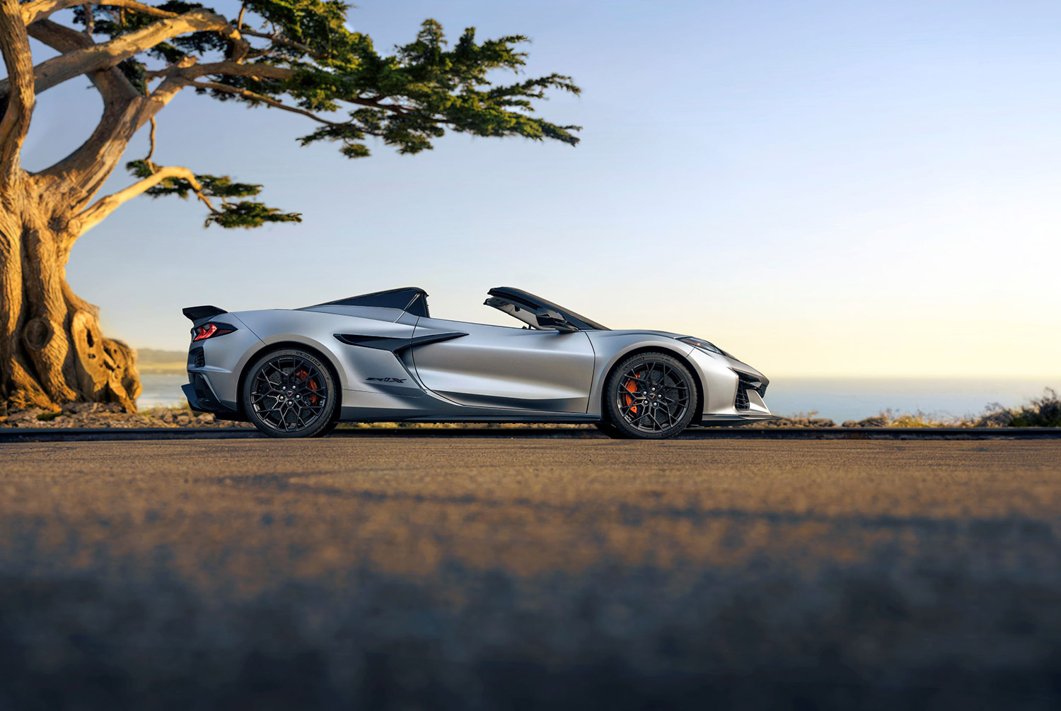 Side view of 2026 Chevrolet Corvette ZR1X Quail Silver Limited