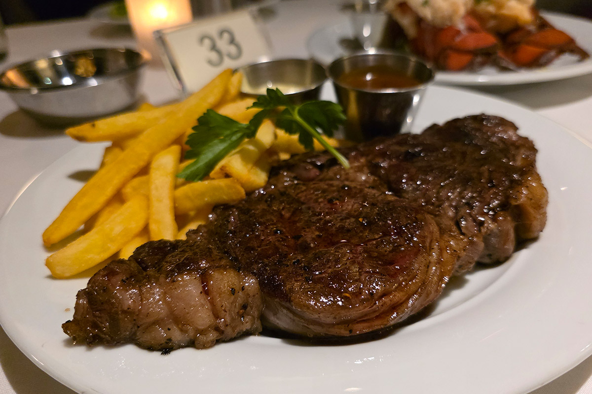 Eating steak on cruise