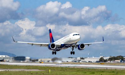 Plane landing at airport