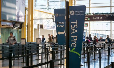 TSA precheck fast lane line before security at Reagan