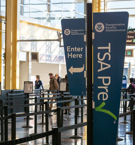 TSA precheck fast lane line before security at Reagan