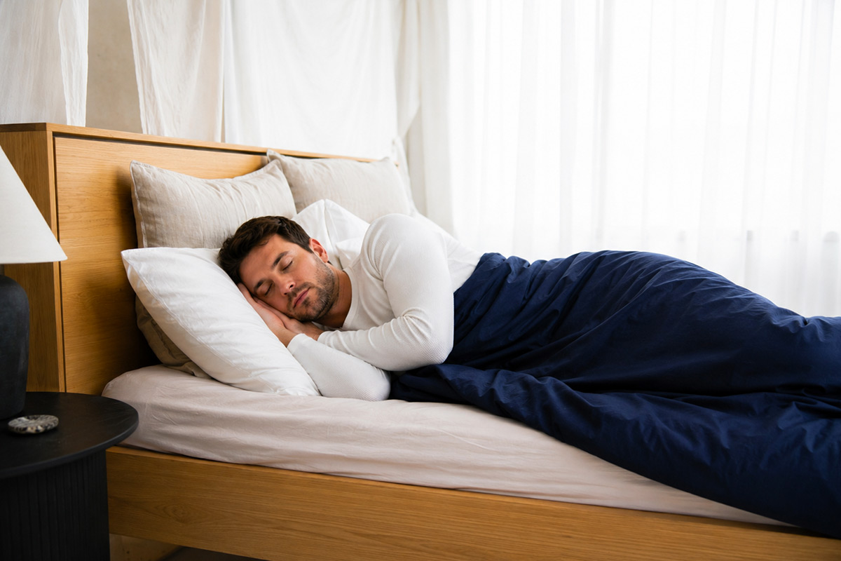 Man Sleeping On Bed
